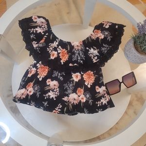Off the Shoulder Floral Blouse